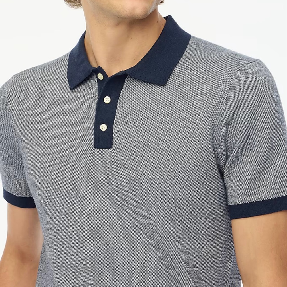 NWT J. Crew Factory MENS Bird's-eye cotton sweater-polo